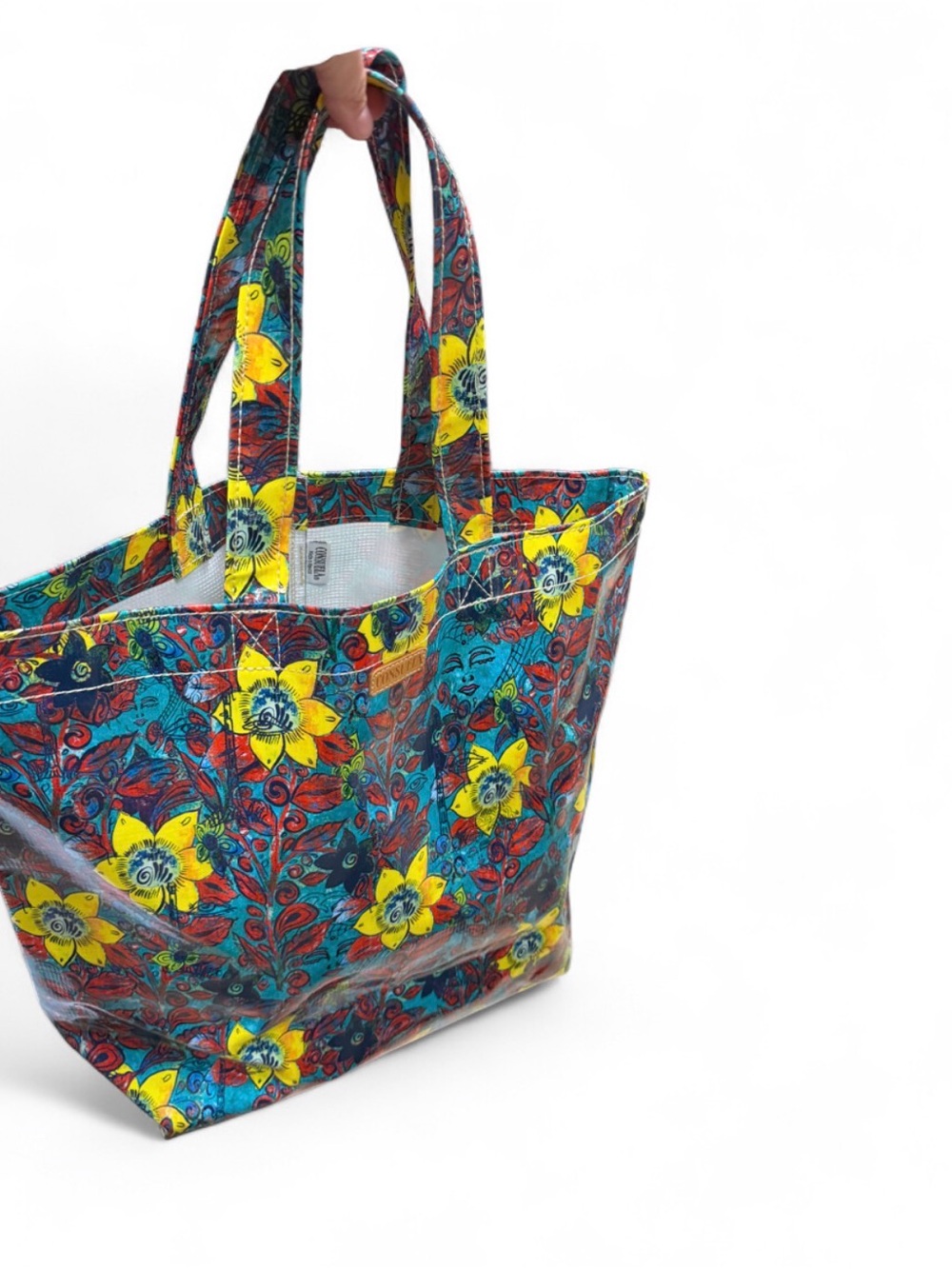 Consuela Yellow & Teal Floral Coated Canvas Tote